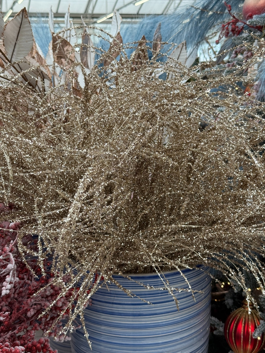 Glitter Pine Ball Starburst Spray Champagne 20''